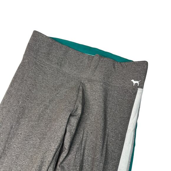 PINK Victorias Secret Yoga Leggings Colorblock Mesh Gray/Teal Green Womens Small - Picture 3 of 6